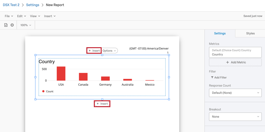 image of the insert button above and below an existing visualization