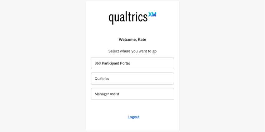 app selection screen during login