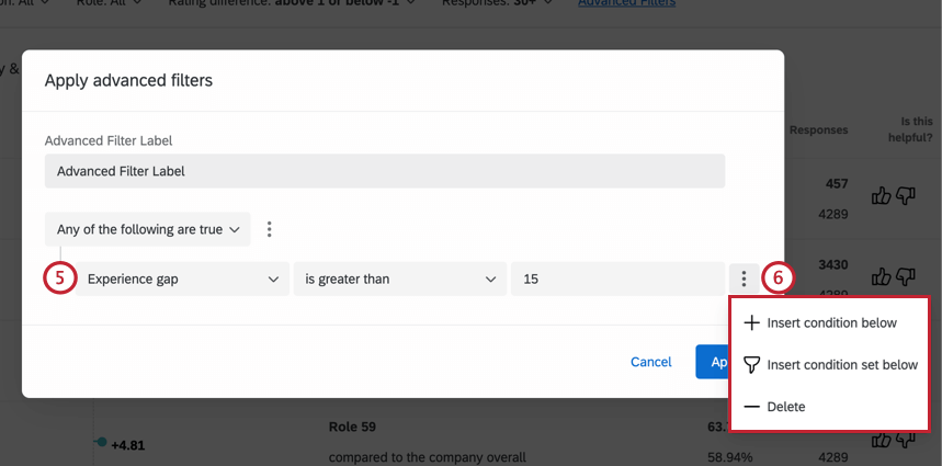 creating the filter condition, and adding additional conditions