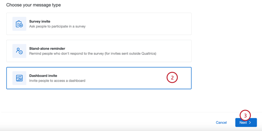 choosing dashboard invite