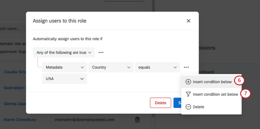 Dropdown next to a condition