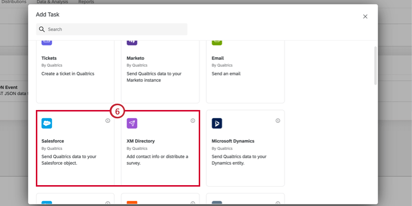selecting the salesforce or xm directory task
