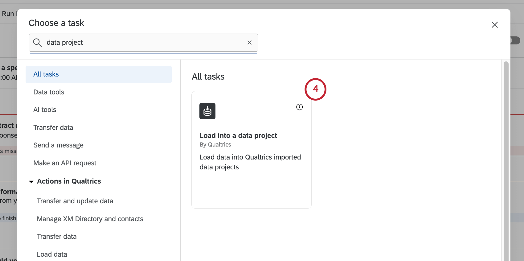 choosing the load into a data project task