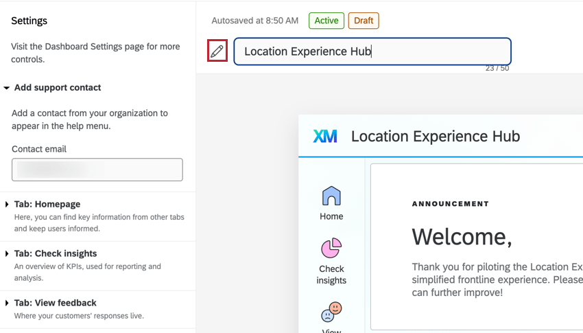 renaming the location experience hub
