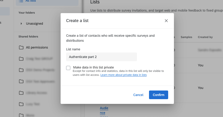 creating a mailing list named authenticate part two