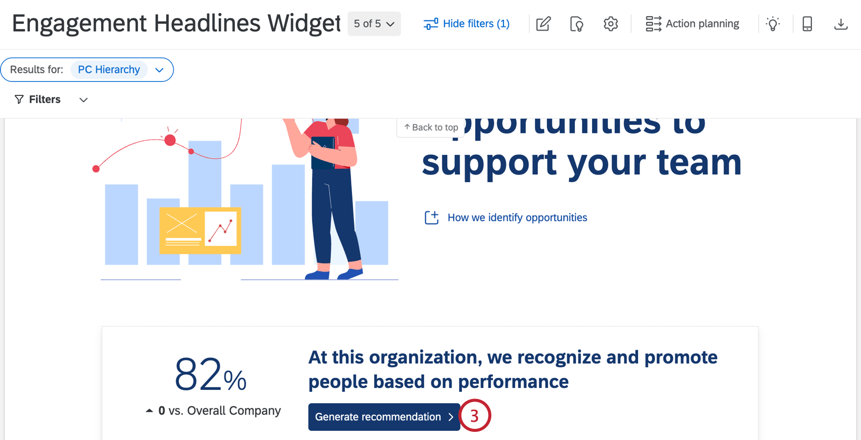 clicking "generate recommendations" in an engagement headlines widget