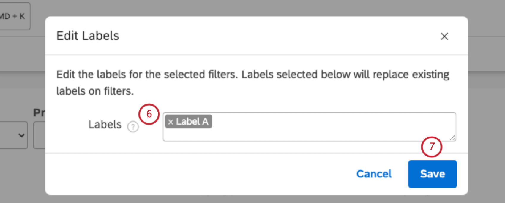 In the Edit Labels window, type your label into the Labels field and press Enter to "wrap it up" as a label. Click Save.