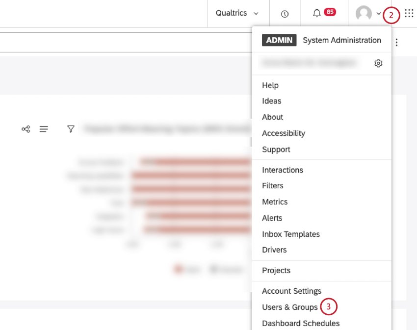 Click the Profile icon and select Users and Groups.