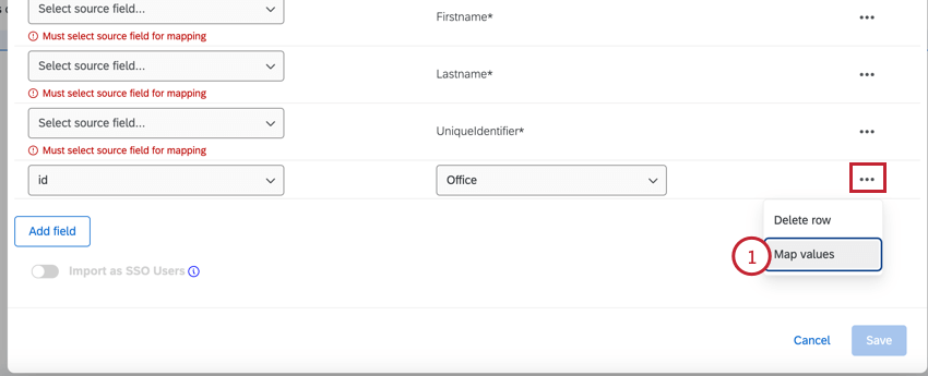 clicking options and then map values