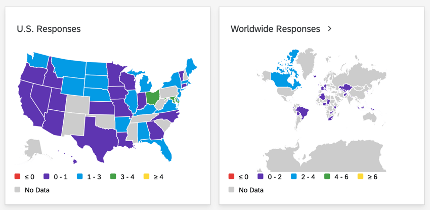 map view widgets displaying the US map and world map