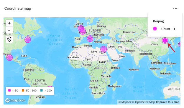 image showing how a place name appears on a data point instead of a coordinate