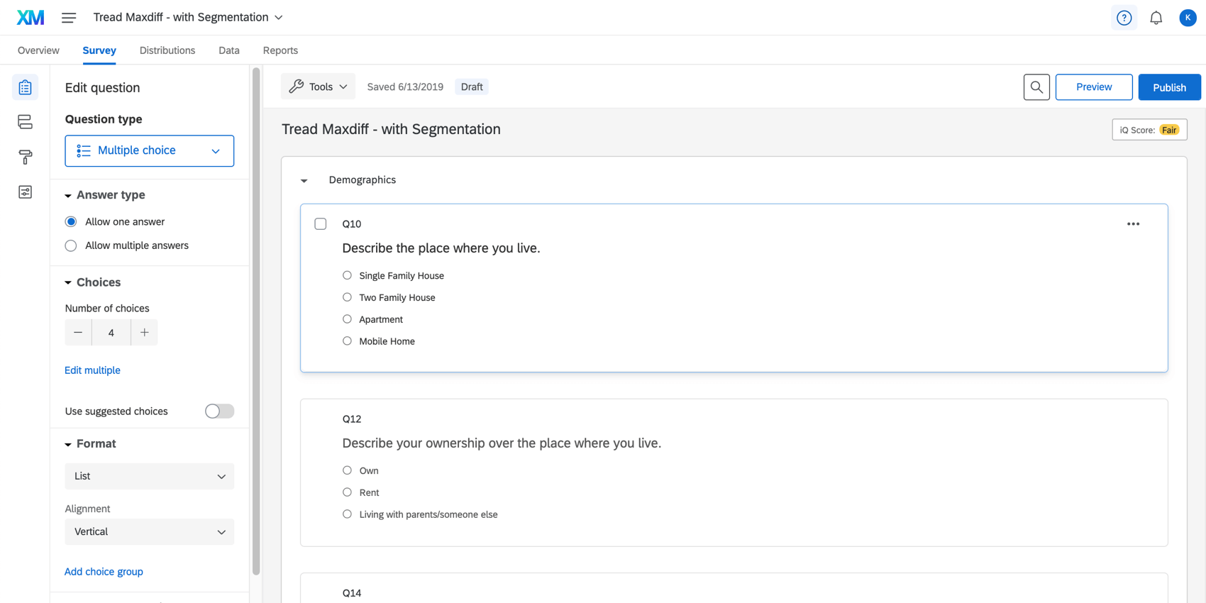 A survey with demographic questions