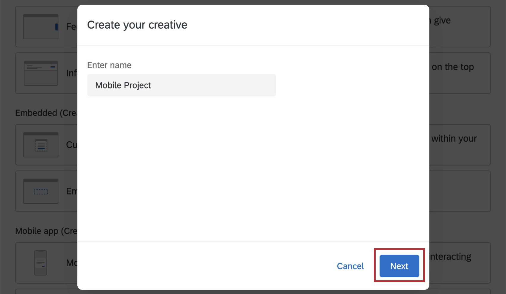 naming mobile feedback project