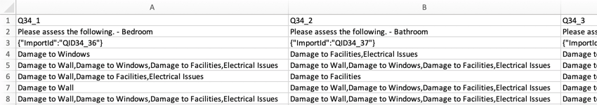 CSV of data