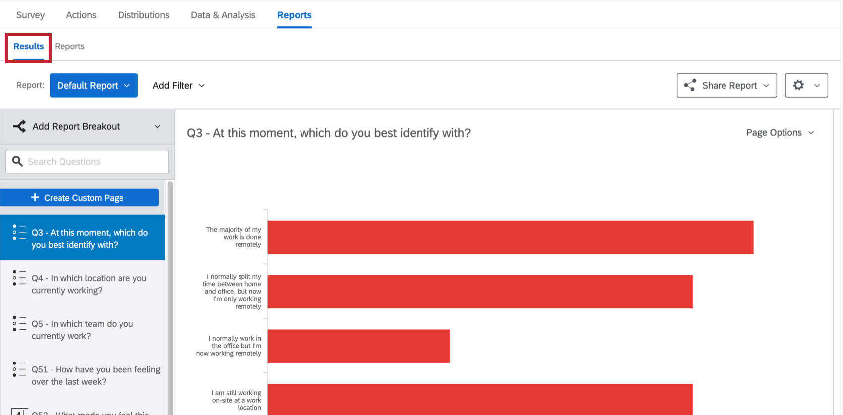 the results tab