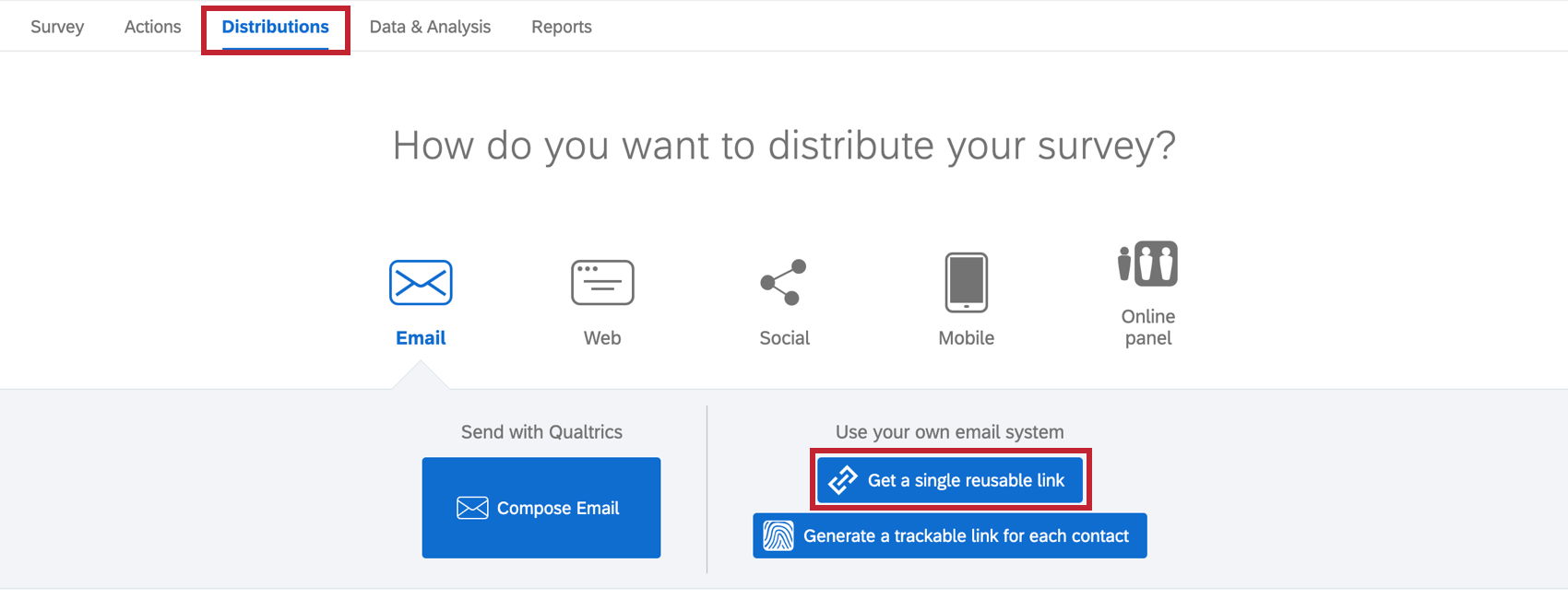 Get a Single Reusable Link option in Distributions Tab
