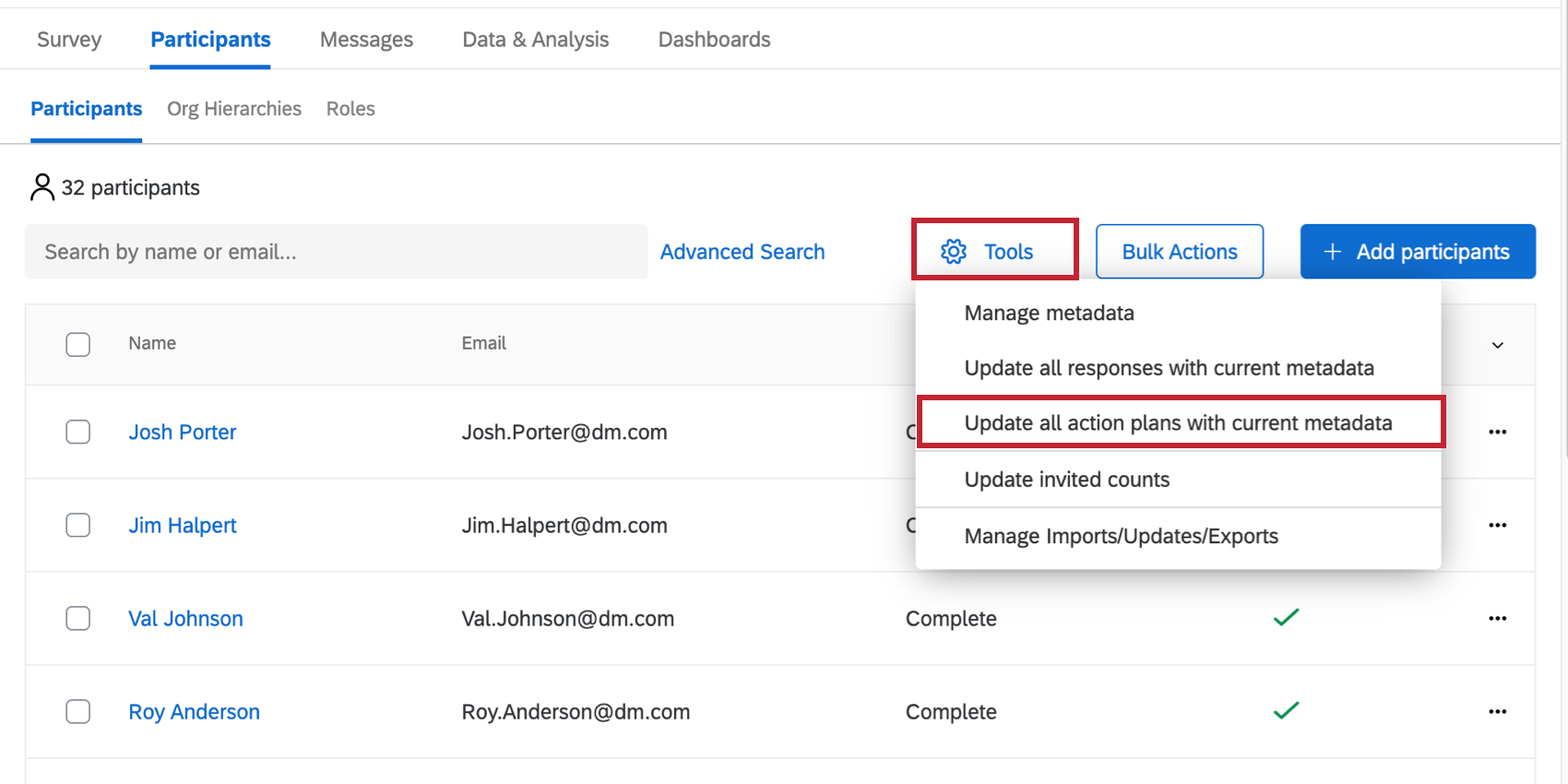 Image of Update All Action Plans With Current Metadata