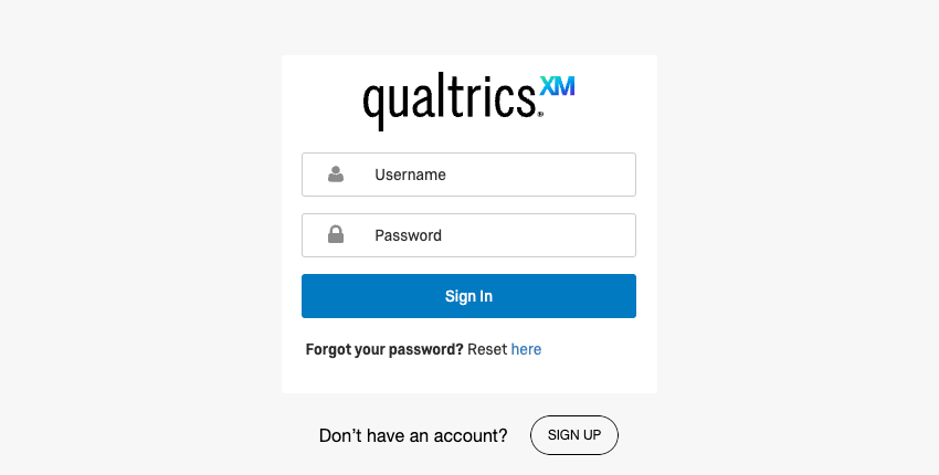 Qualtrics login screen