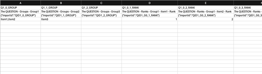 the exported dataset for a pick group and rank question