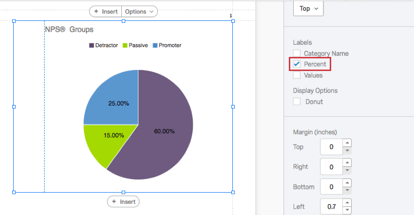 pie wedges have the percentages on them