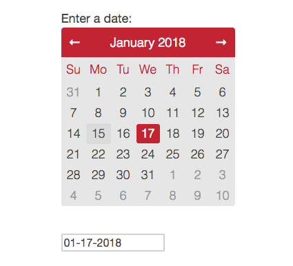 A grey and red calendar