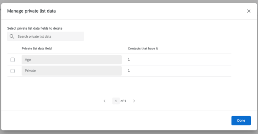 viewing private data fields within a list