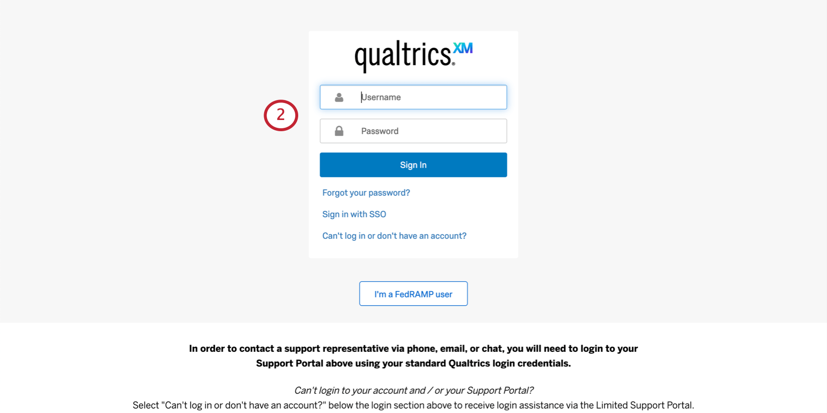 Login page for portal