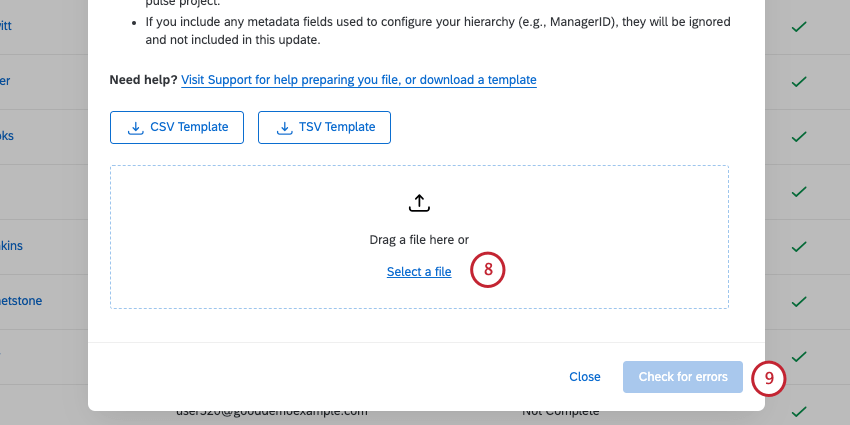 new window with upload instructions and resources