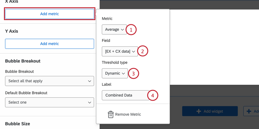 setting up a metric for a quadrant widget
