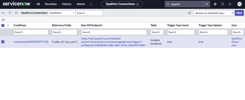 the qualtrics connections section of the app