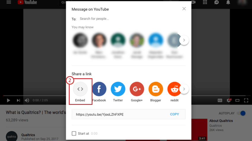 Embed option in the middle of the window
