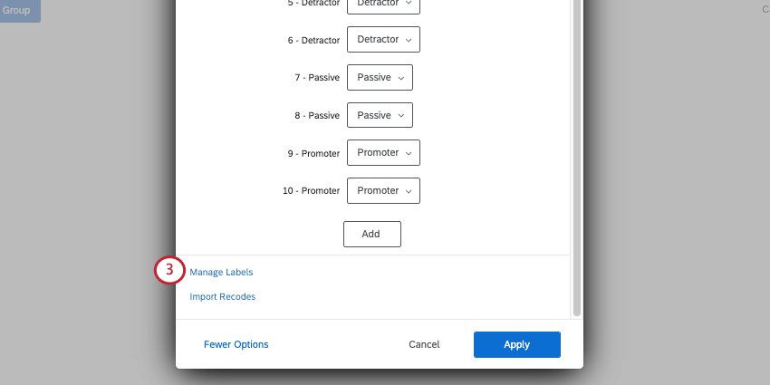 more options button has become fewer options, and above it are 2 options, including manage labels