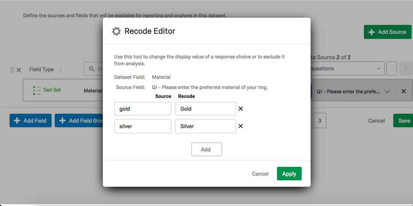 Modified recode editor