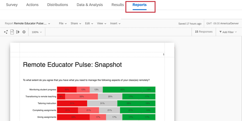 the reports tab