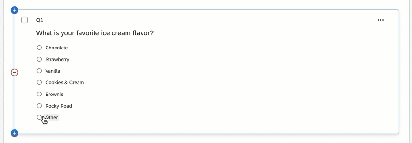 gif of deleting an answer choice by pressing backspace until the choice turns red and then is deleted