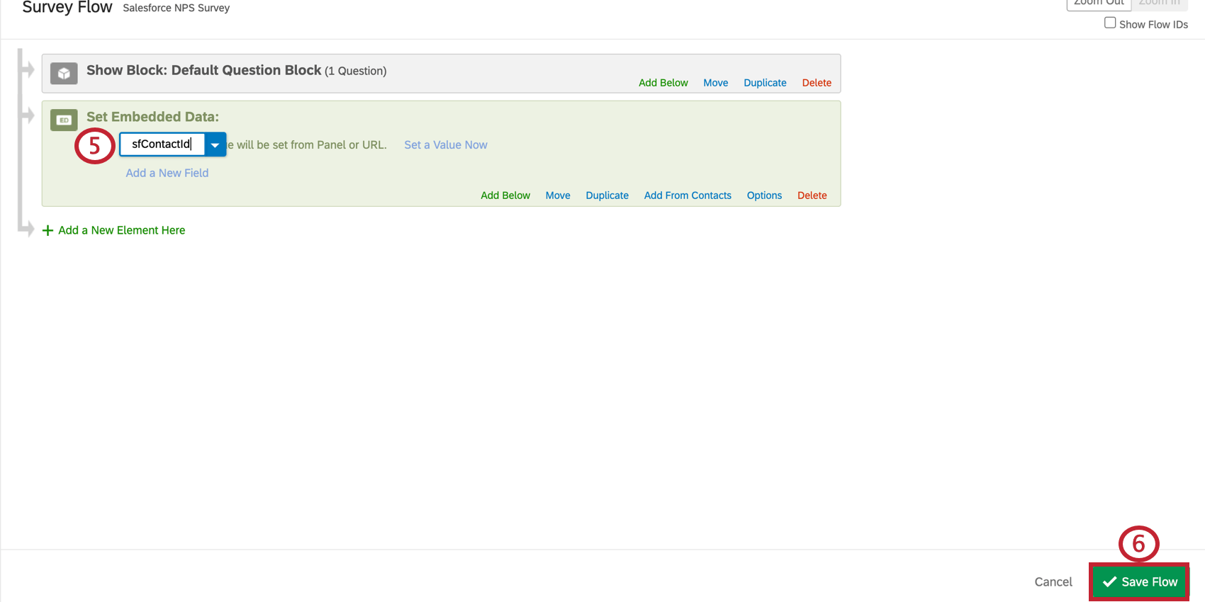 adding an embedded data field to the embedded data survey flow element
