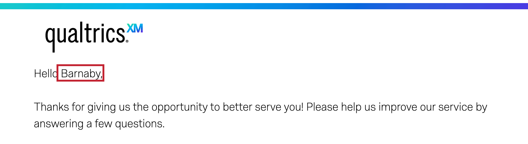 The name Barnaby has been piped into the survey