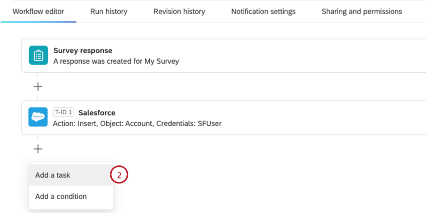 clicking add a task after setting up response mapping