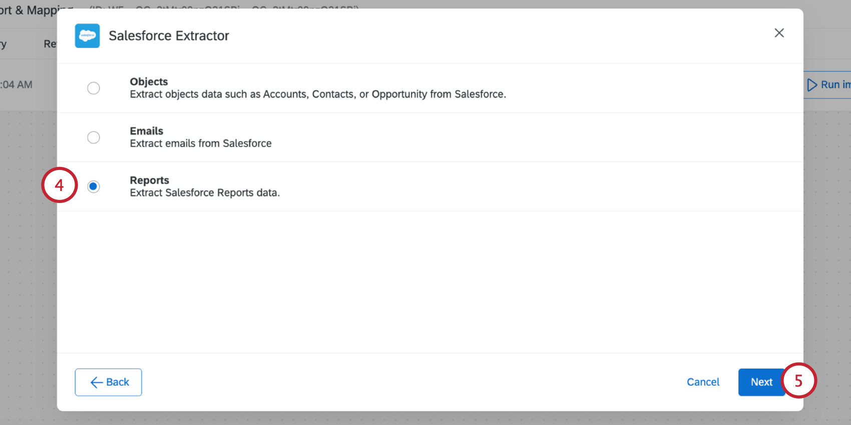 Selecting "Reports"