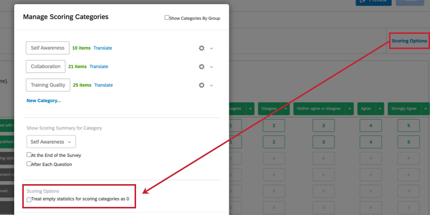 navigating to scoring options and selecting "Treat empty statistics for scoring categories as 0"