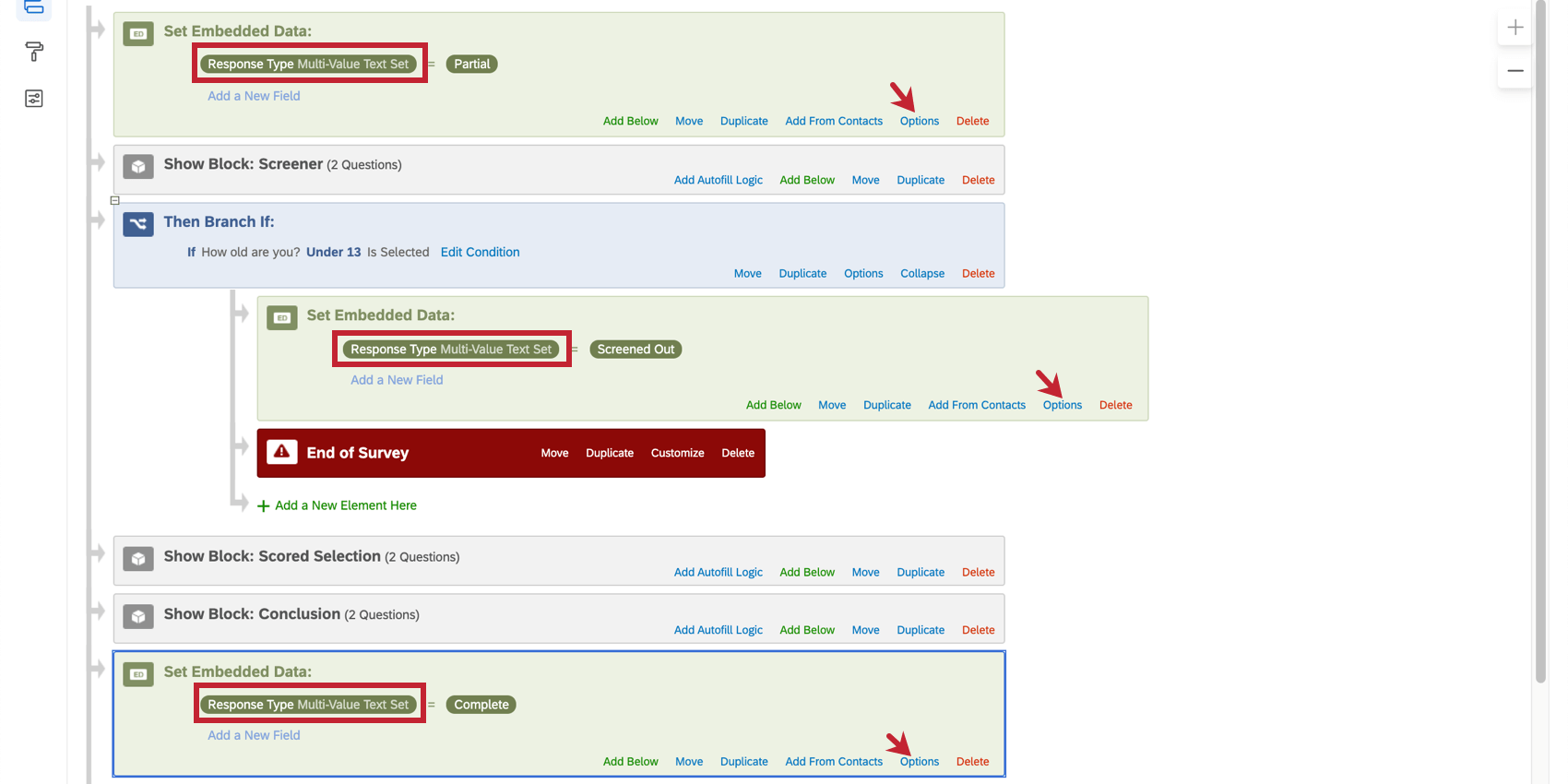 embedded data set to multi value text set