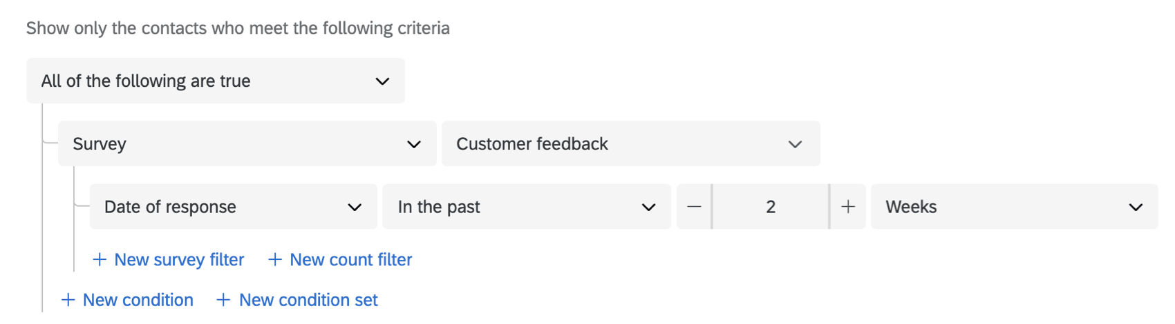setting segment criteria based on a survey response date