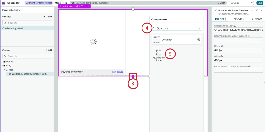adding the Qualtrics widget to the page