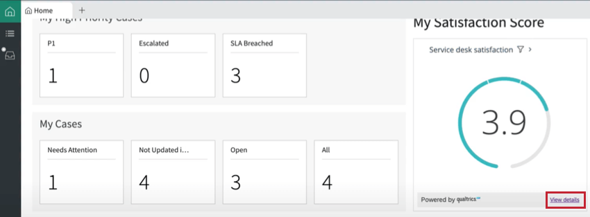 a dashboard embedded in ServiceNow with the view details link at the bottom of the widget