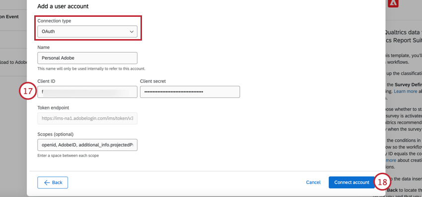adding a new oauth adobe connection