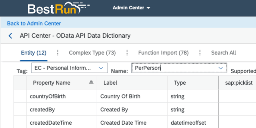 looking up a field in successfactors to find its path