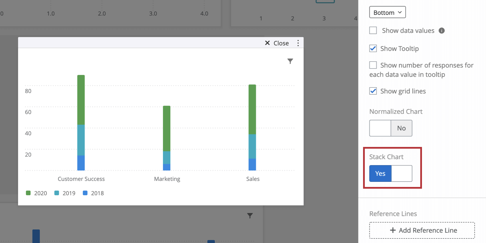 Stack Chart switch in righthand editing pane