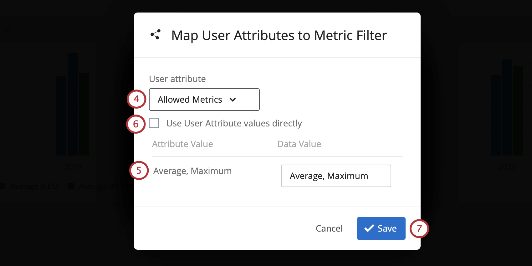 Map User Attributes menu