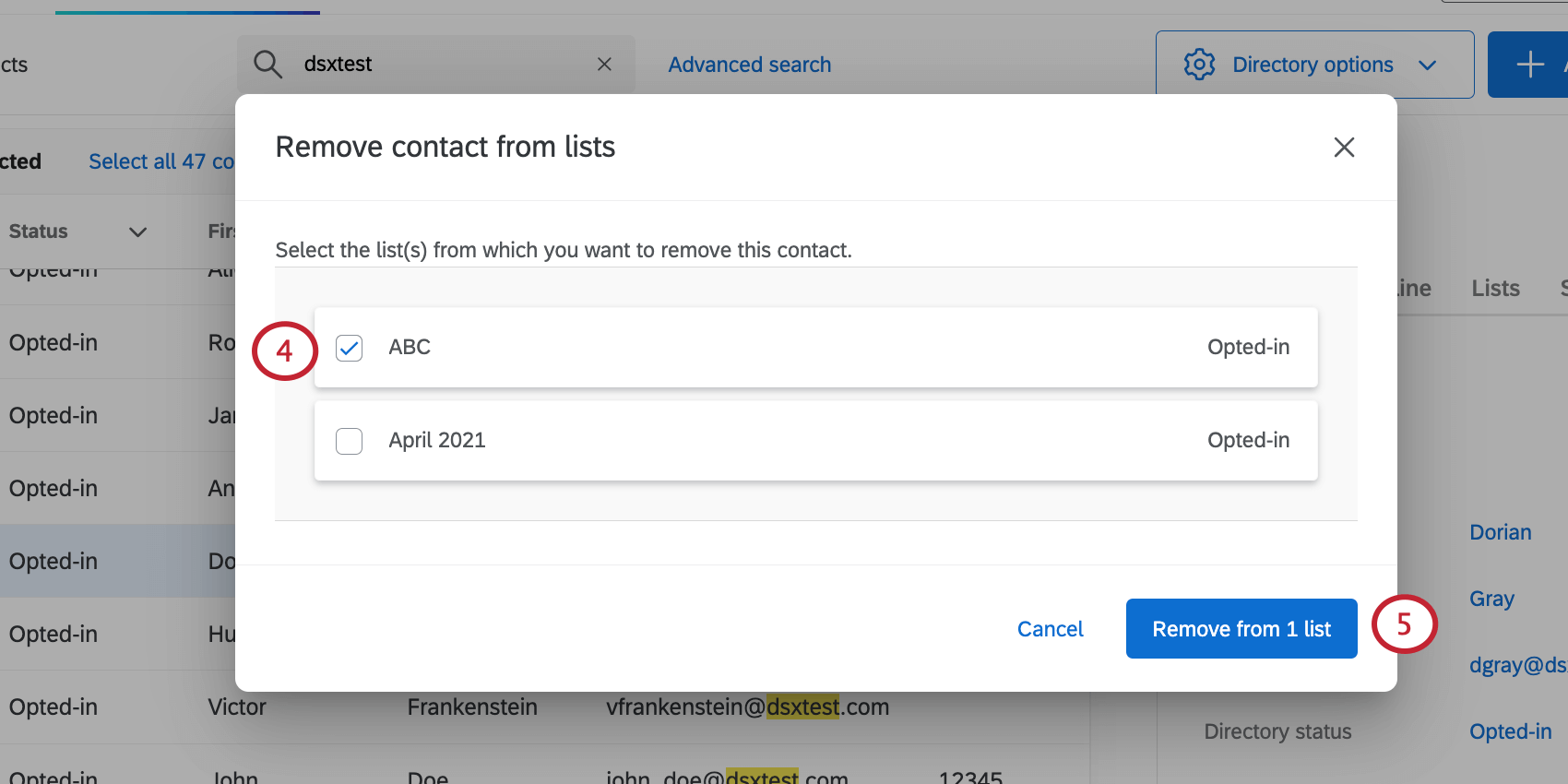 Selecting lists
