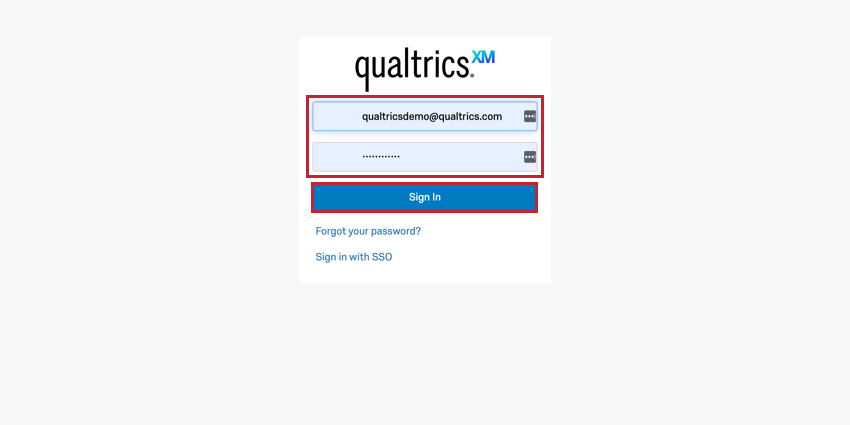 Standard Qualtrics login page
